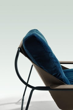 Zanotta Maggiolina Lounge Chair in Top Upholstery with Black Painted Steel Frame