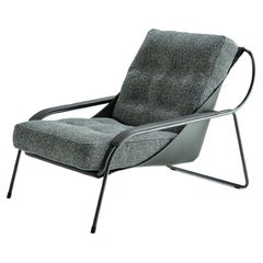 Zanotta Maggiolina Lounge Chair in Trama Upholstery with Black Nickel Frame