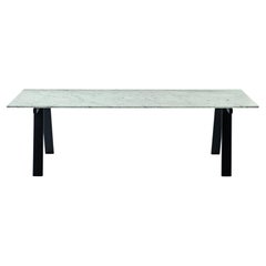 Zanotta Medium Ambrosiano Table in Carrara Marble Top with Black Frame by Mist-o