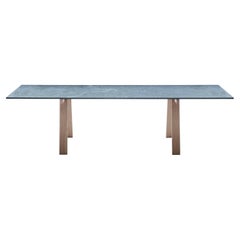 Zanotta Medium Ambrosiano Table in Onsernone Stone Top with Natural Oak Frame