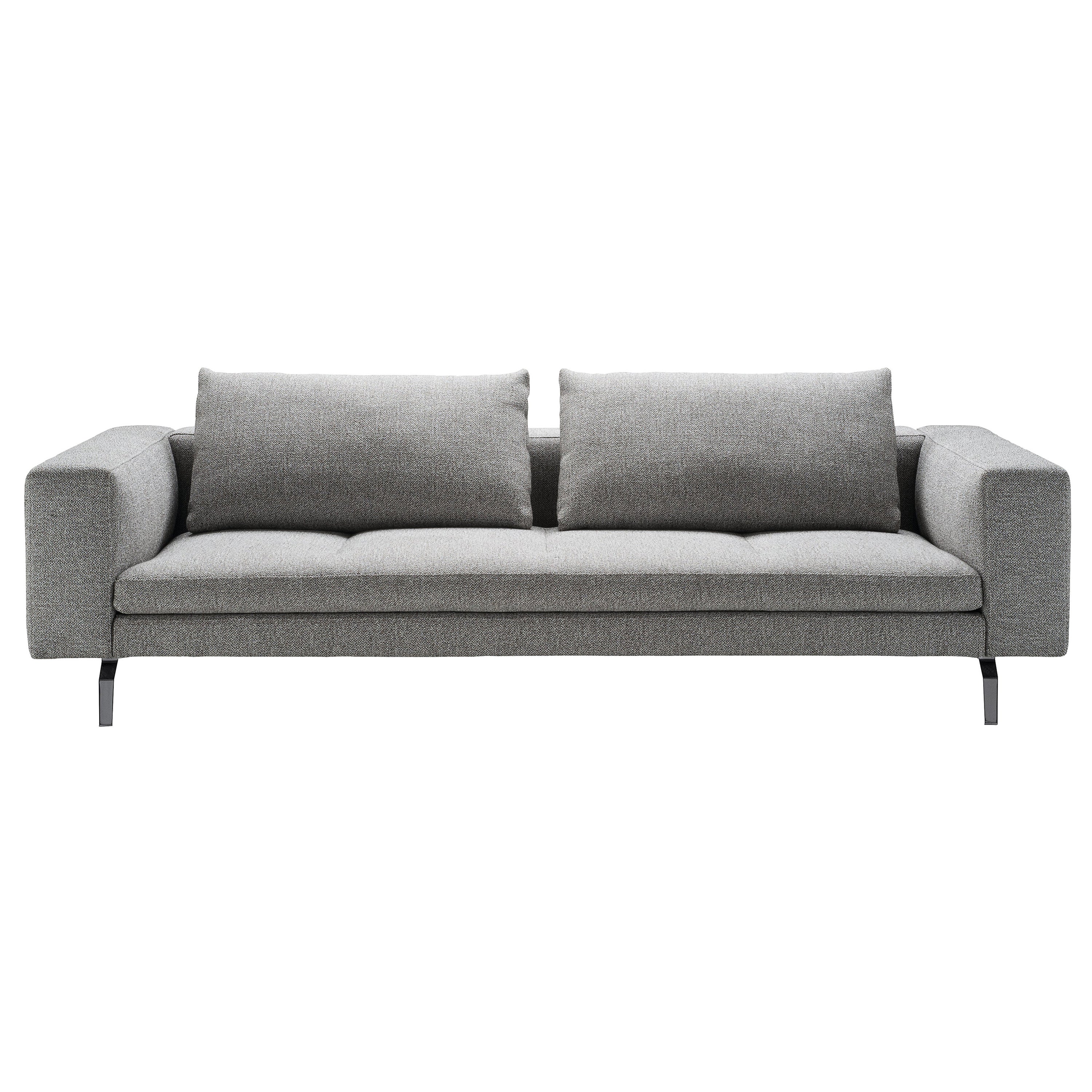 Zanotta Medium Bruce Sofa in tappezzeria grigia con struttura in acciaio verniciato nero