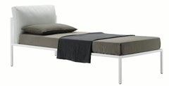 Zanotta Medium Nyx Bed in White Fabric with White Painted Steel Frame