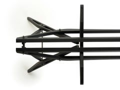 Zanotta Medium Reale CM Table in Smoky Glass Top with Black Oak Frame