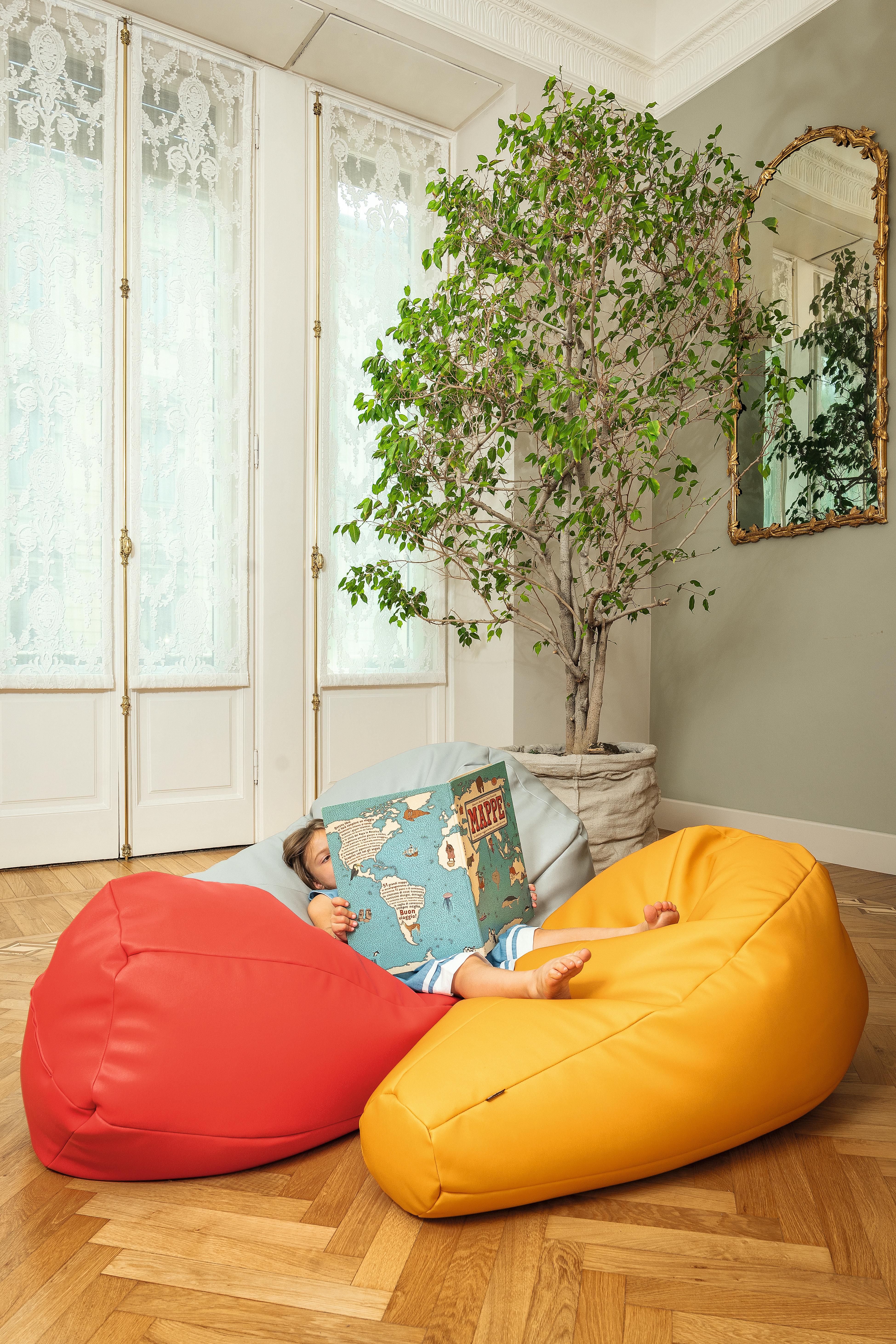 Upholstery Zanotta Medium Sacco in Orange Vip Fabric by Gatti, Paolini, Teodoro For Sale