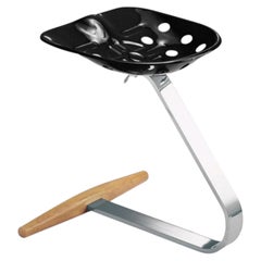 Zanotta Mezzadro Castiglioni Stool in Black with Chromium Plated Base
