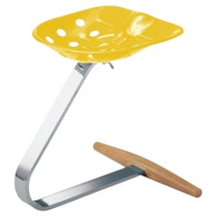 Zanotta Mezzadro Castiglioni Stool in Yellow with Chromium Plated Steel Base