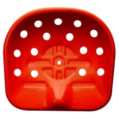 Zanotta Mezzadro Stool in Orange with Chromium Plated Steel Stem & Beech Base