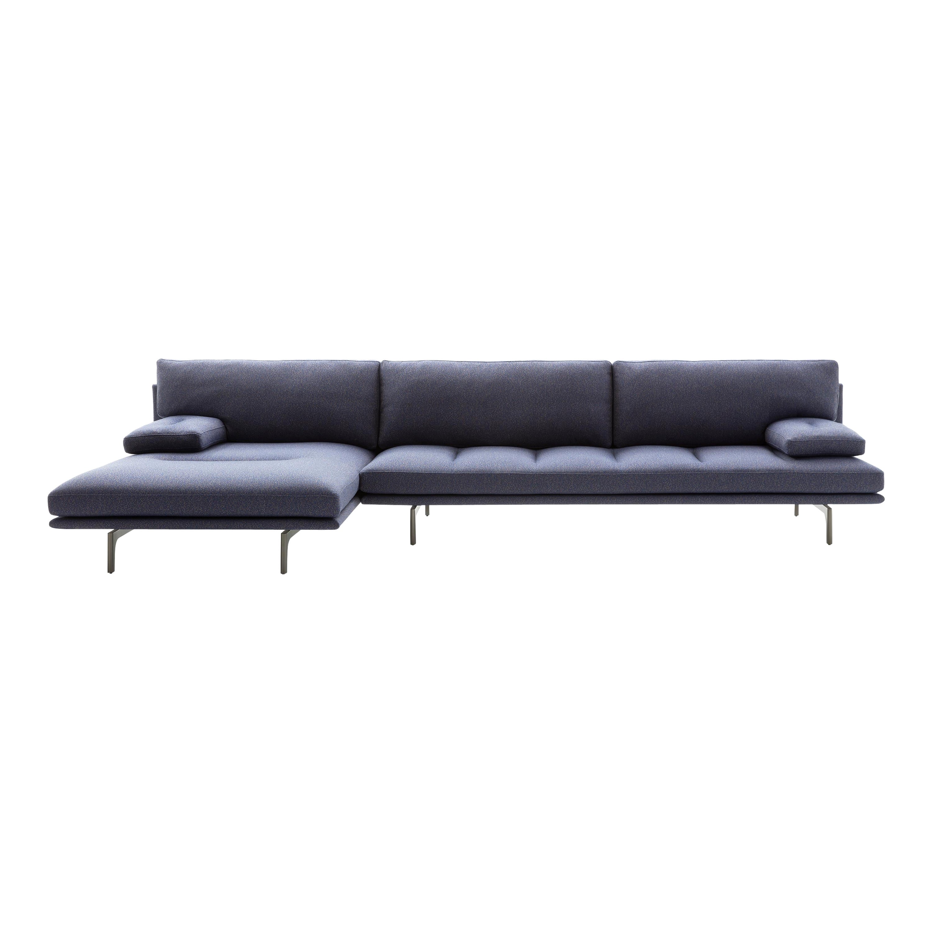Modulares Sofa Zanotta Milano+ mit lila Polsterung und Nickel-Satin-Rahmen im Angebot