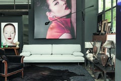 Zanotta Milano+ Small Sofa in Red Upholstery with Natural Nickel-Satin Frame