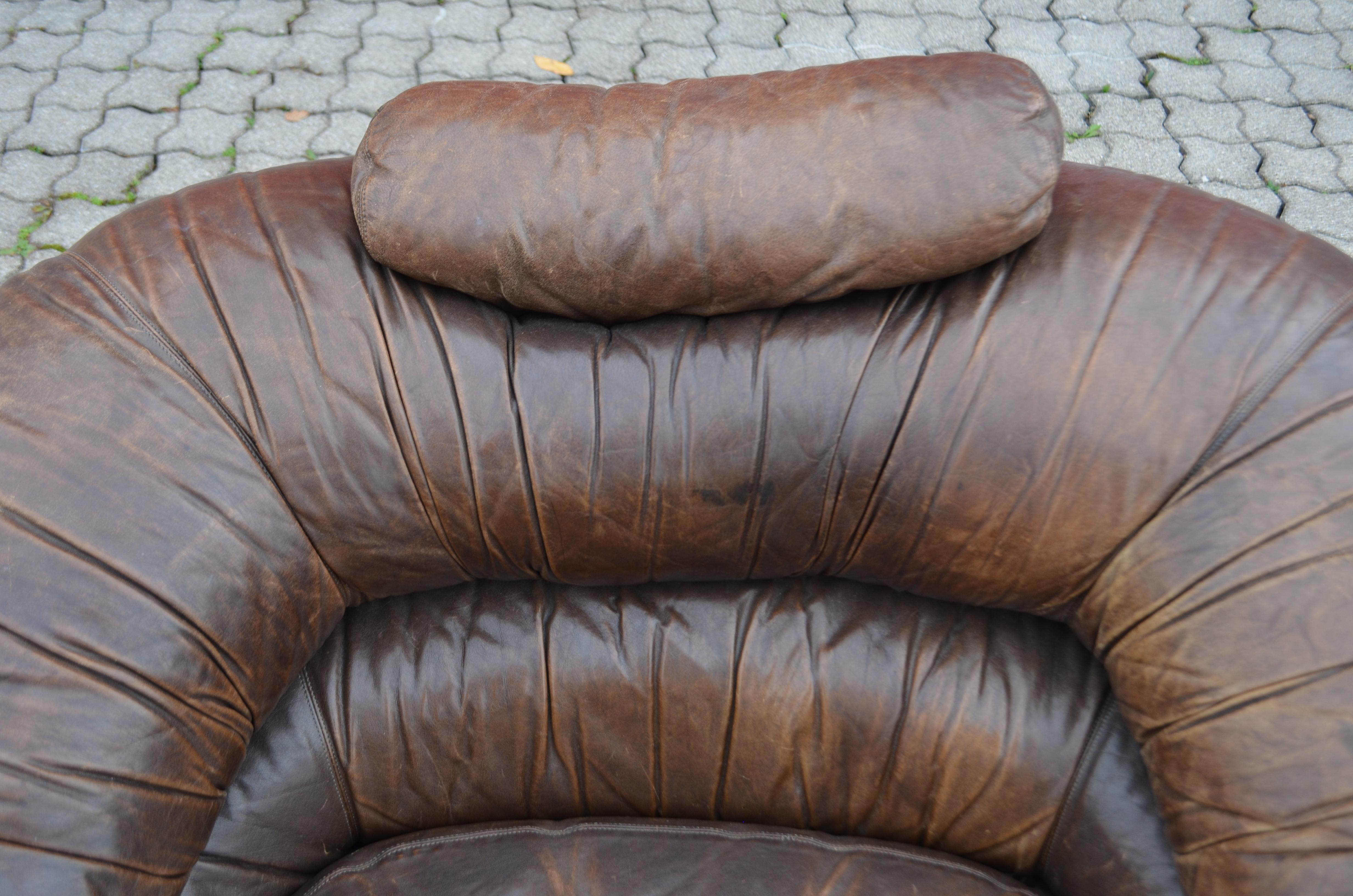 Zanotta Model Straccio De Pas, D'Urbino, Lomazzi Original Lounge Leather Chair For Sale 5