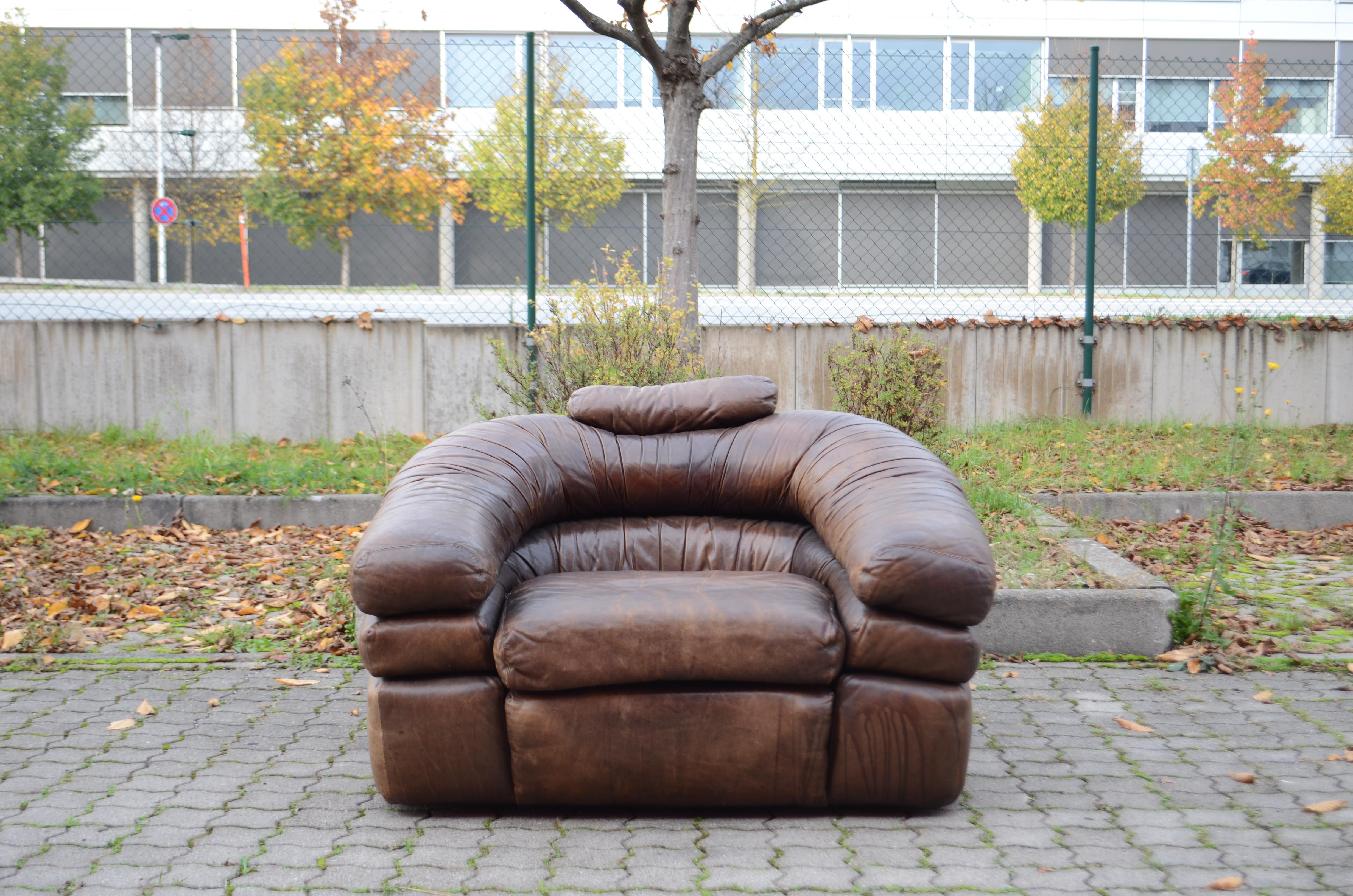 Zanotta Model Straccio De Pas, D'Urbino, Lomazzi Original Lounge Leather Chair In Good Condition For Sale In Munich, Bavaria