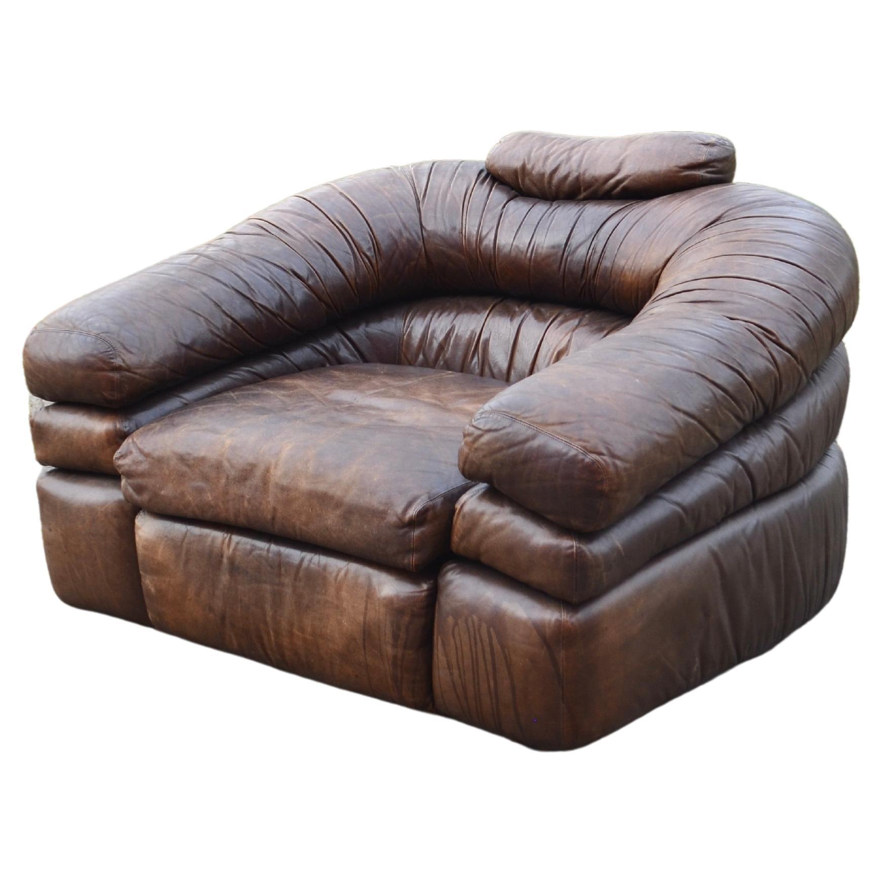 Zanotta Model Straccio De Pas, D'Urbino, Lomazzi Original Lounge Leather Chair
