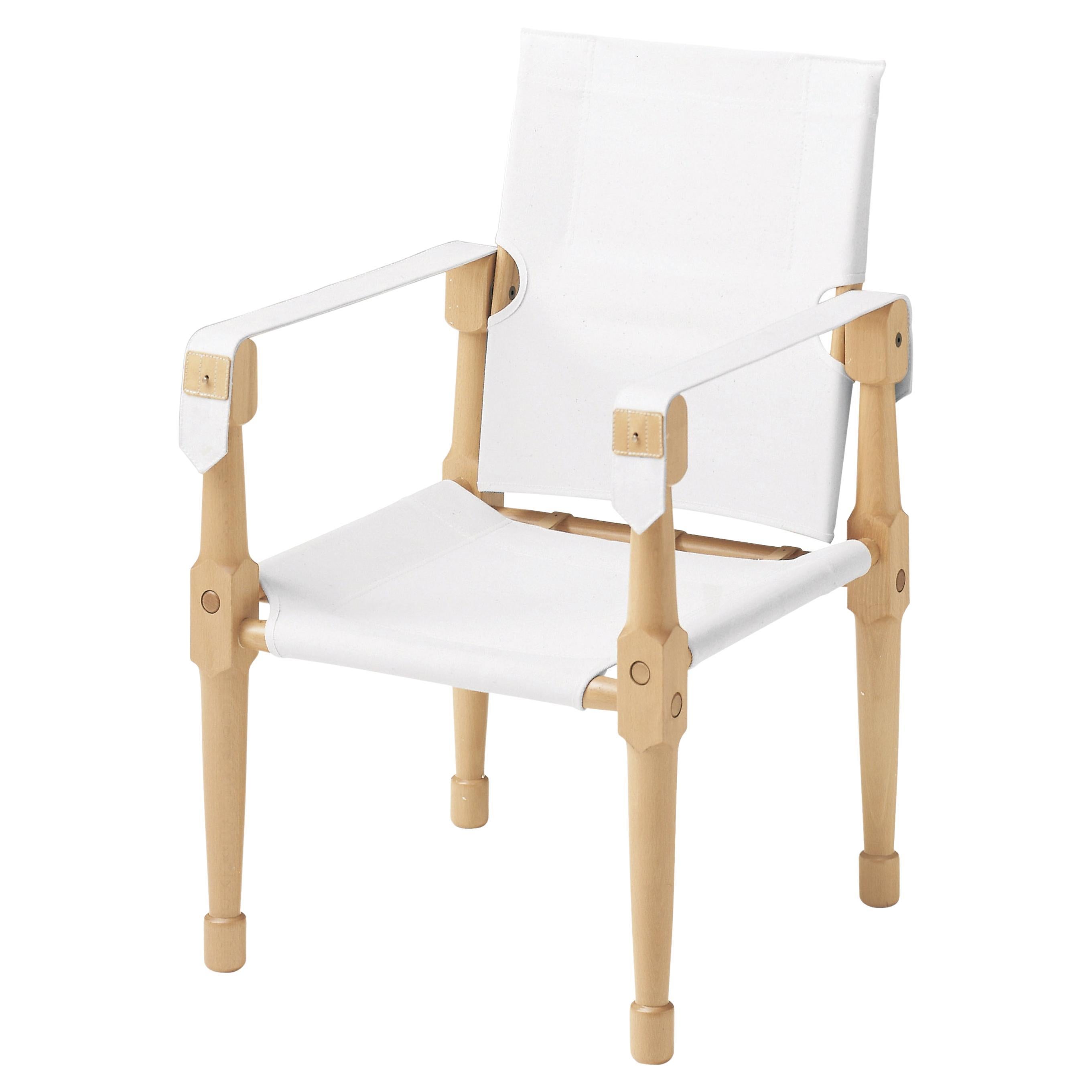 Zanotta Moretta Armchair in White Leather with Natural Beech Frame