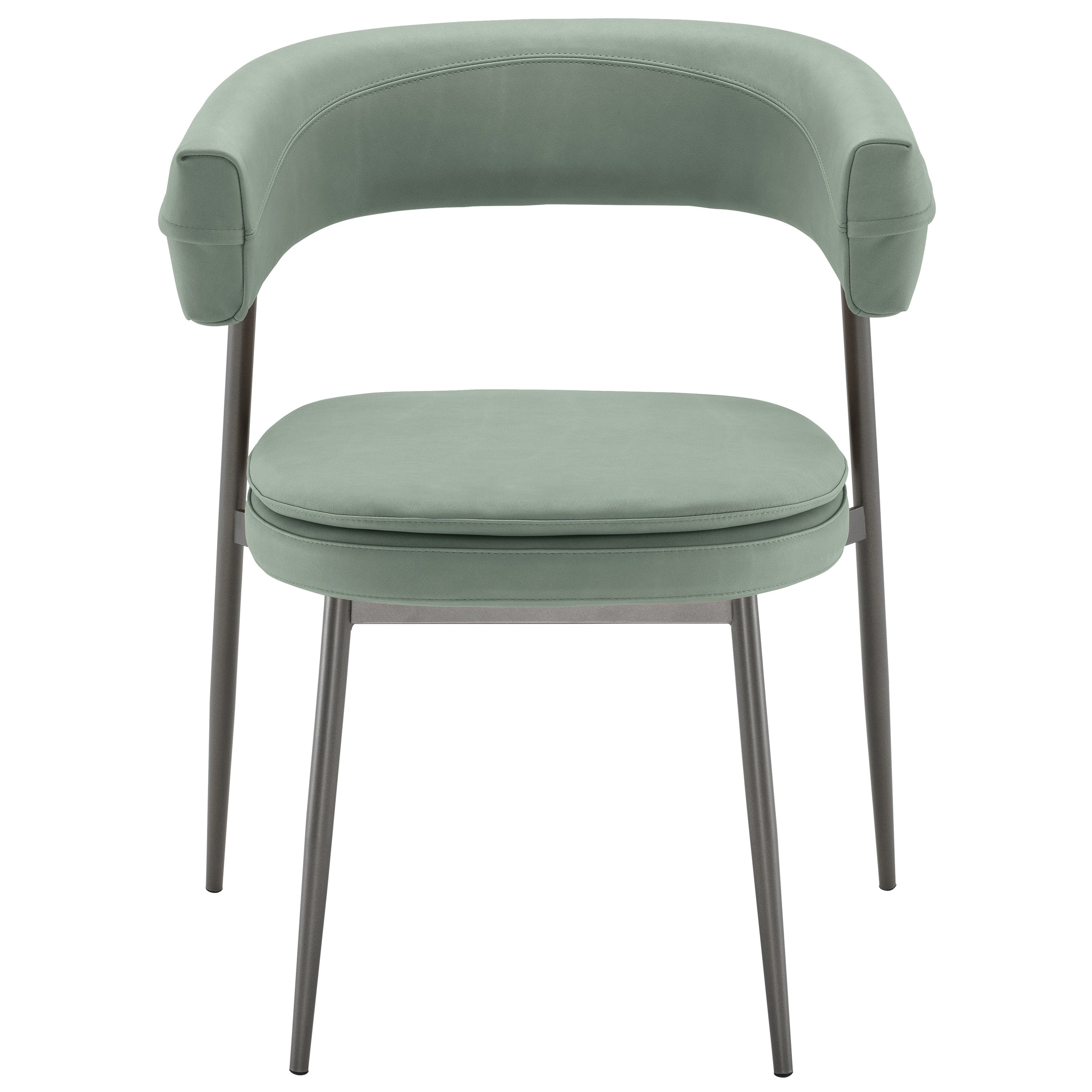 Zanotta Nena Armchair in Green Leather Upholstery with Matt Black Frame (Fauteuil en cuir vert avec cadre noir mat)