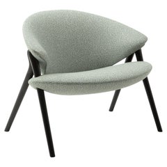 Zanotta Oliva Armchair in Green Upholstery with Black Laquered Maple Wood Frame
