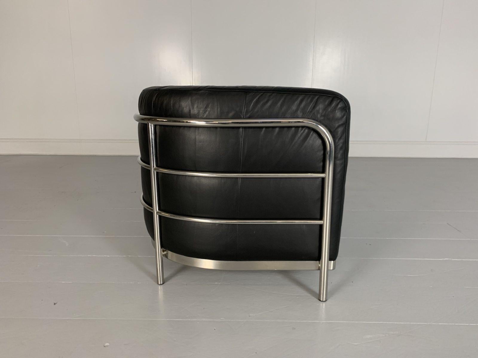 Zanotta “Onda” Armchair, in Black “Scozia” Leather and Chrome 2