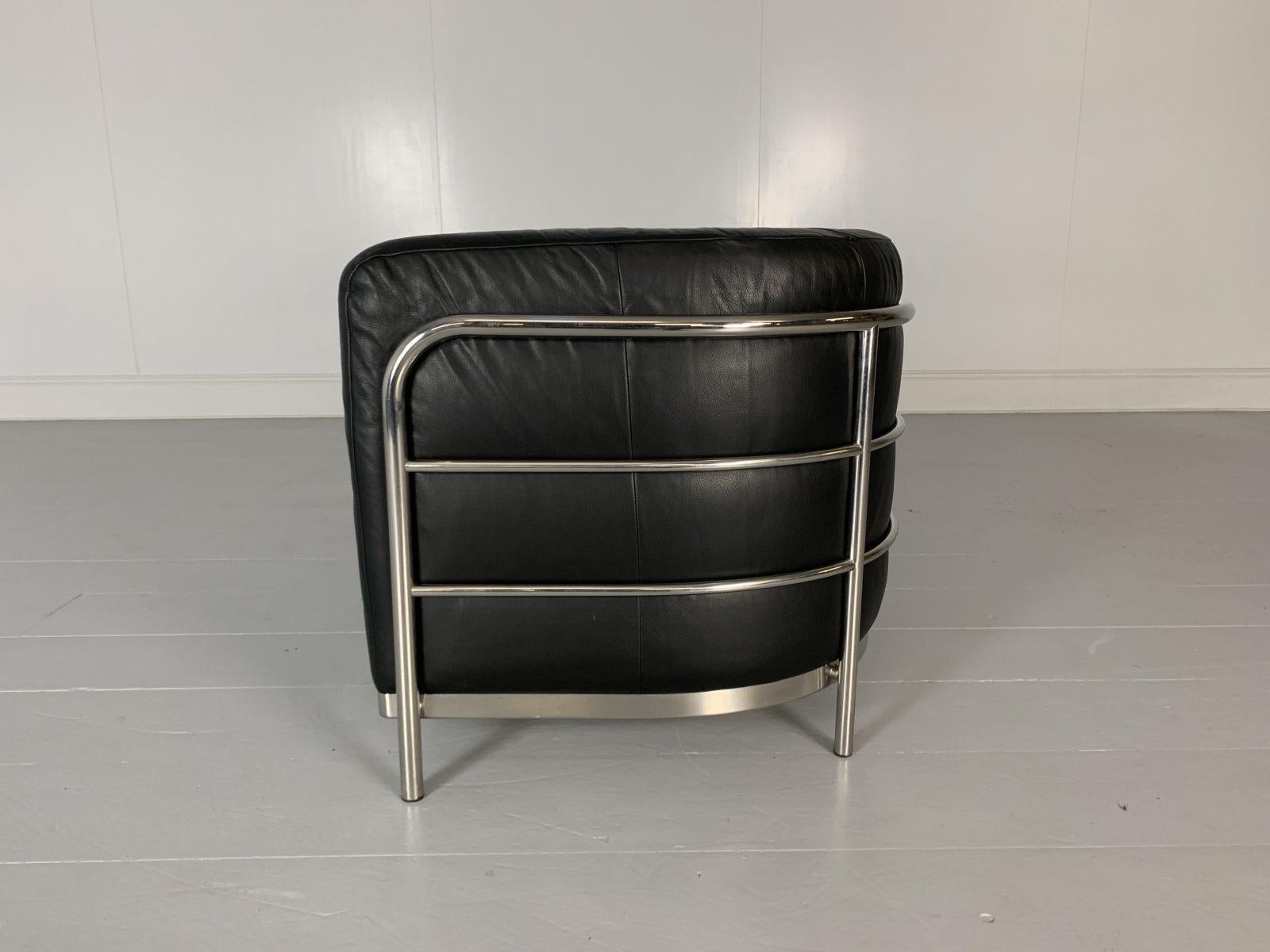 Zanotta “Onda” Armchair, in Black “Scozia” Leather and Chrome 4