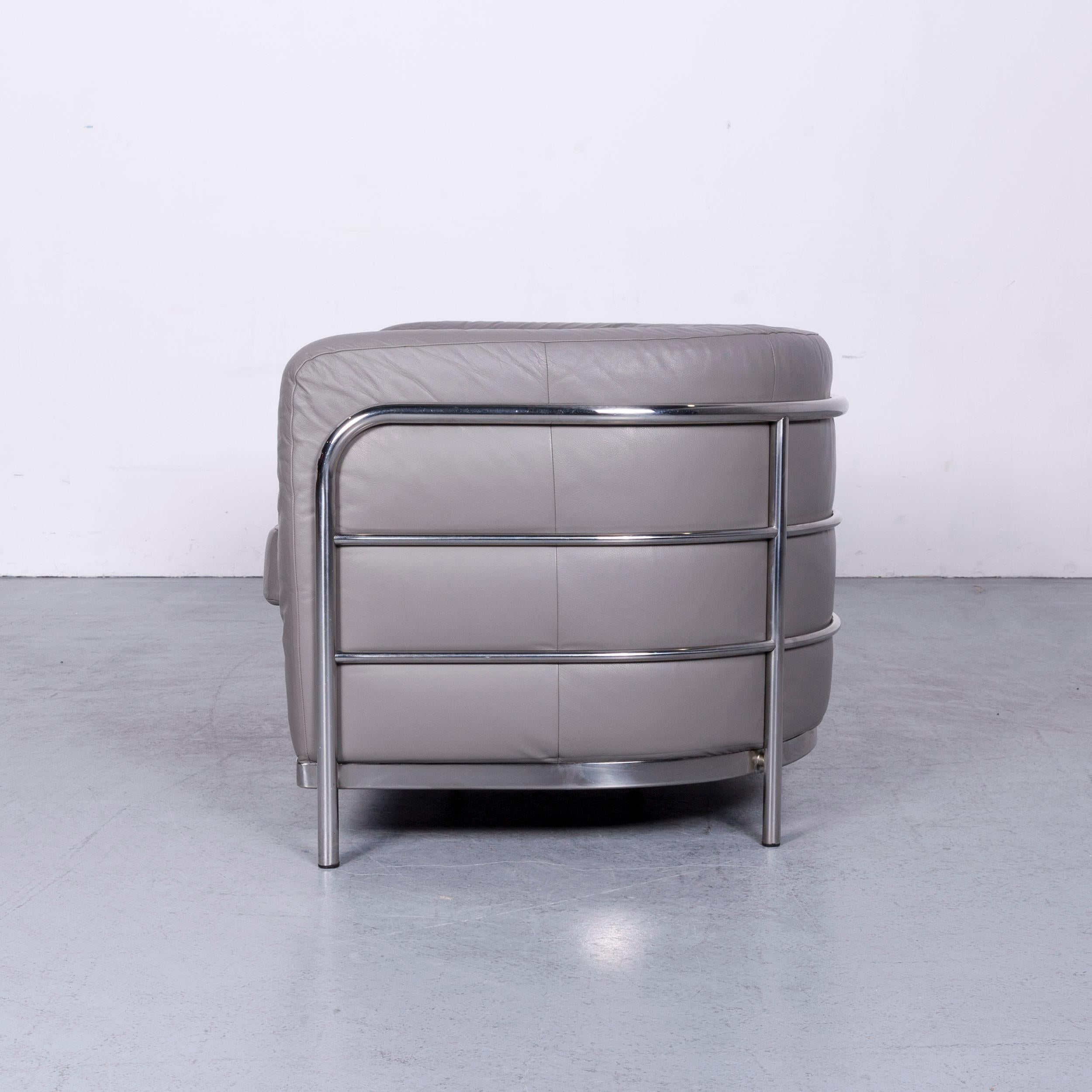 Zanotta Onda Designer Sofa Leather Grey Two-Seat Couch 5