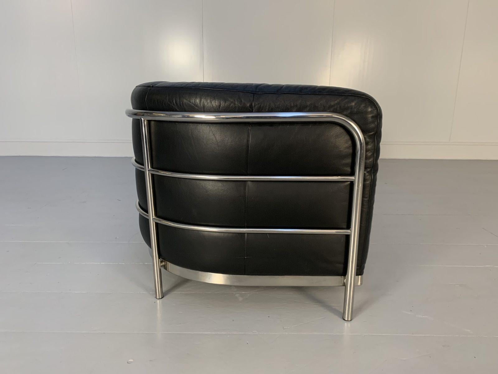 Zanotta “Onda” Sofa – 2-Seat – in Black “Scozia” Leather and Chrome For Sale 3