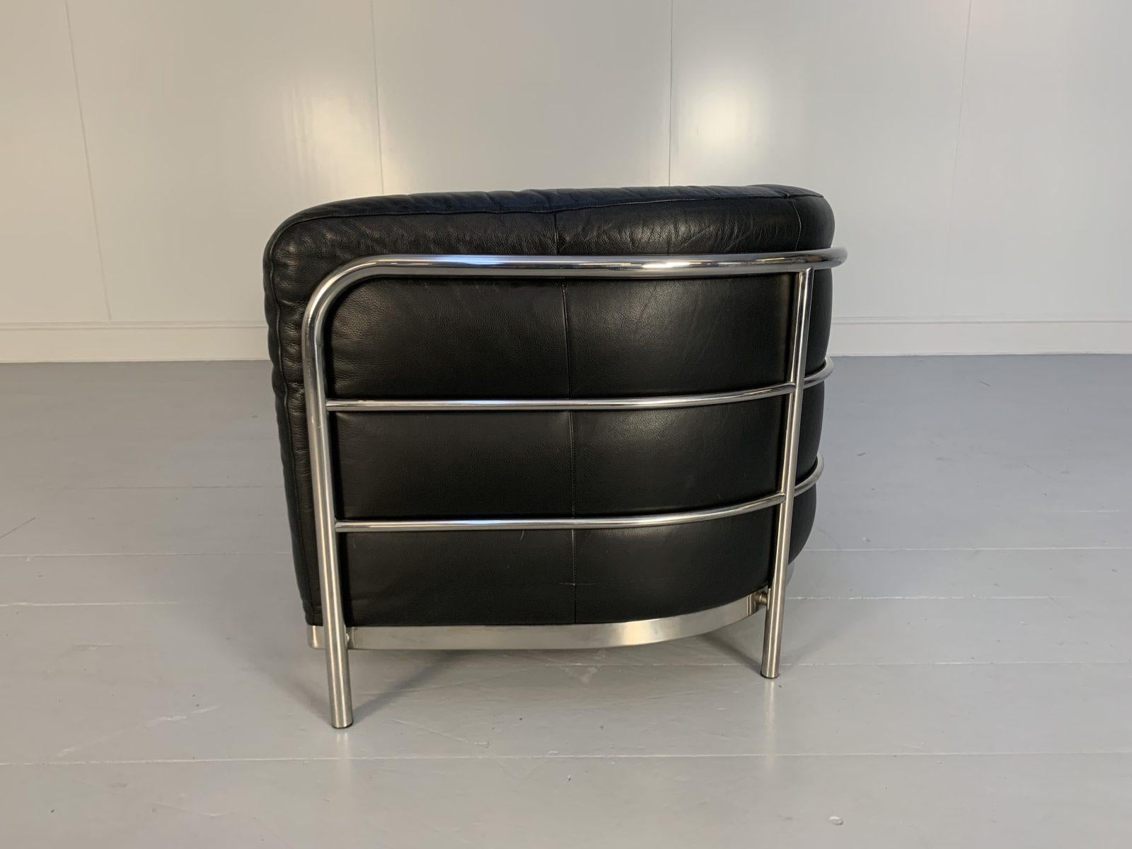 Zanotta “Onda” Sofa – 2-Seat – in Black “Scozia” Leather and Chrome For Sale 5