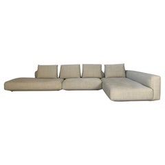 Used Zanotta “Pianoalto" 6-seat L-shape sofa – in neutral grey linen 