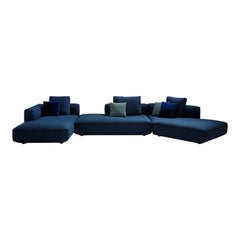 Modulares Sofa „Zanotta Pianoalto“ aus blauem Stoff von Ludovica &amp;amp; Roberto Palomba