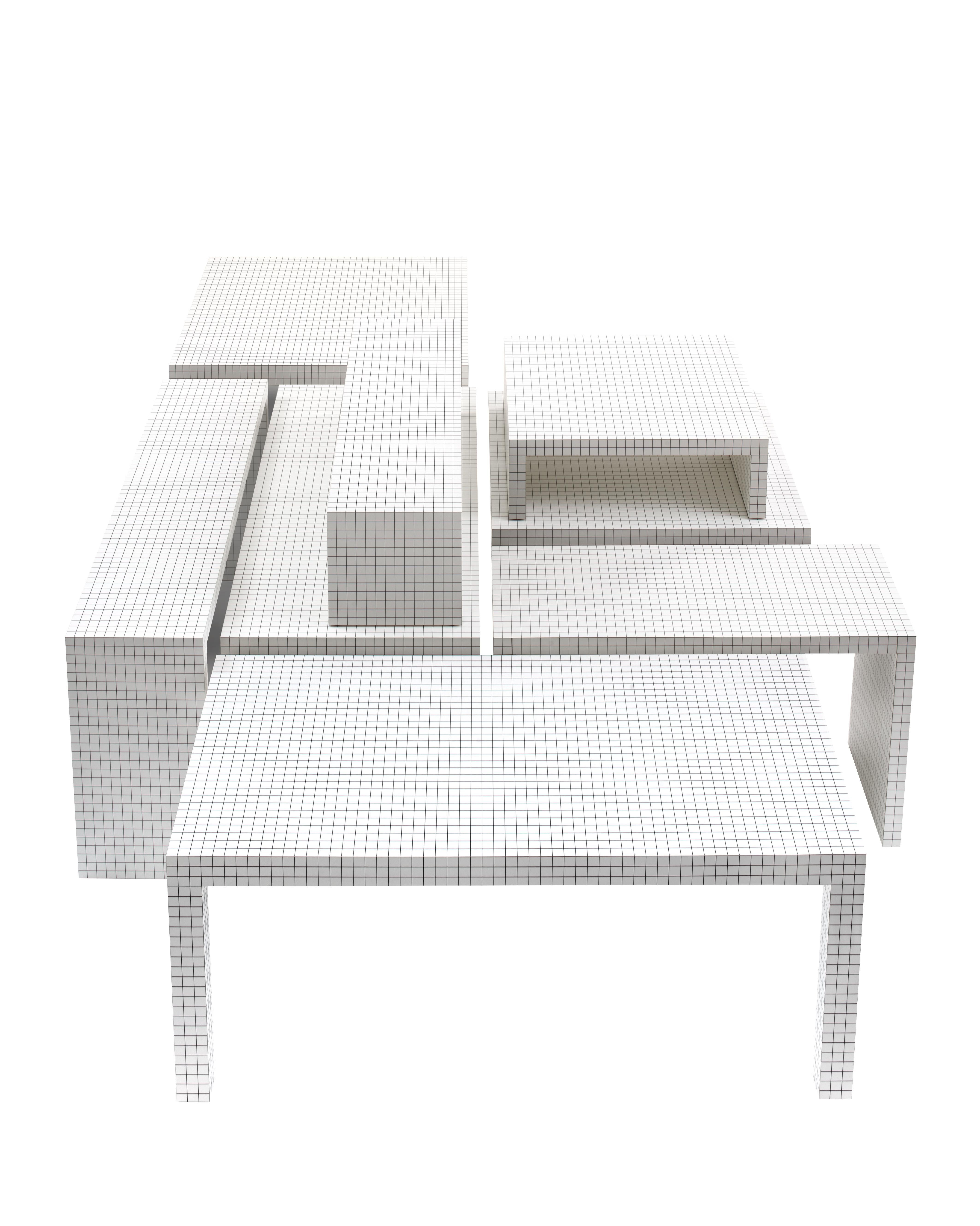 Plastique Petite table Zanotta Quaderna 656 en stratifié de plastique blanc par Superstudio en vente