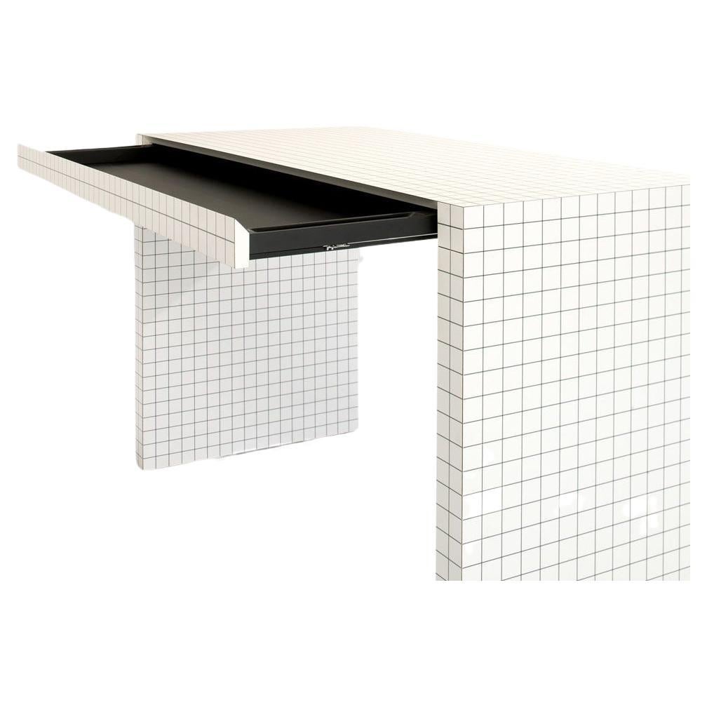 Table/bureau à écrire Zanotta Quaderna 2750 en stratifié plastique blanc par Superstudio