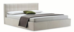 Zanotta Queen Size Box Bed with Container Unit in White Upholstery & Steel Frame