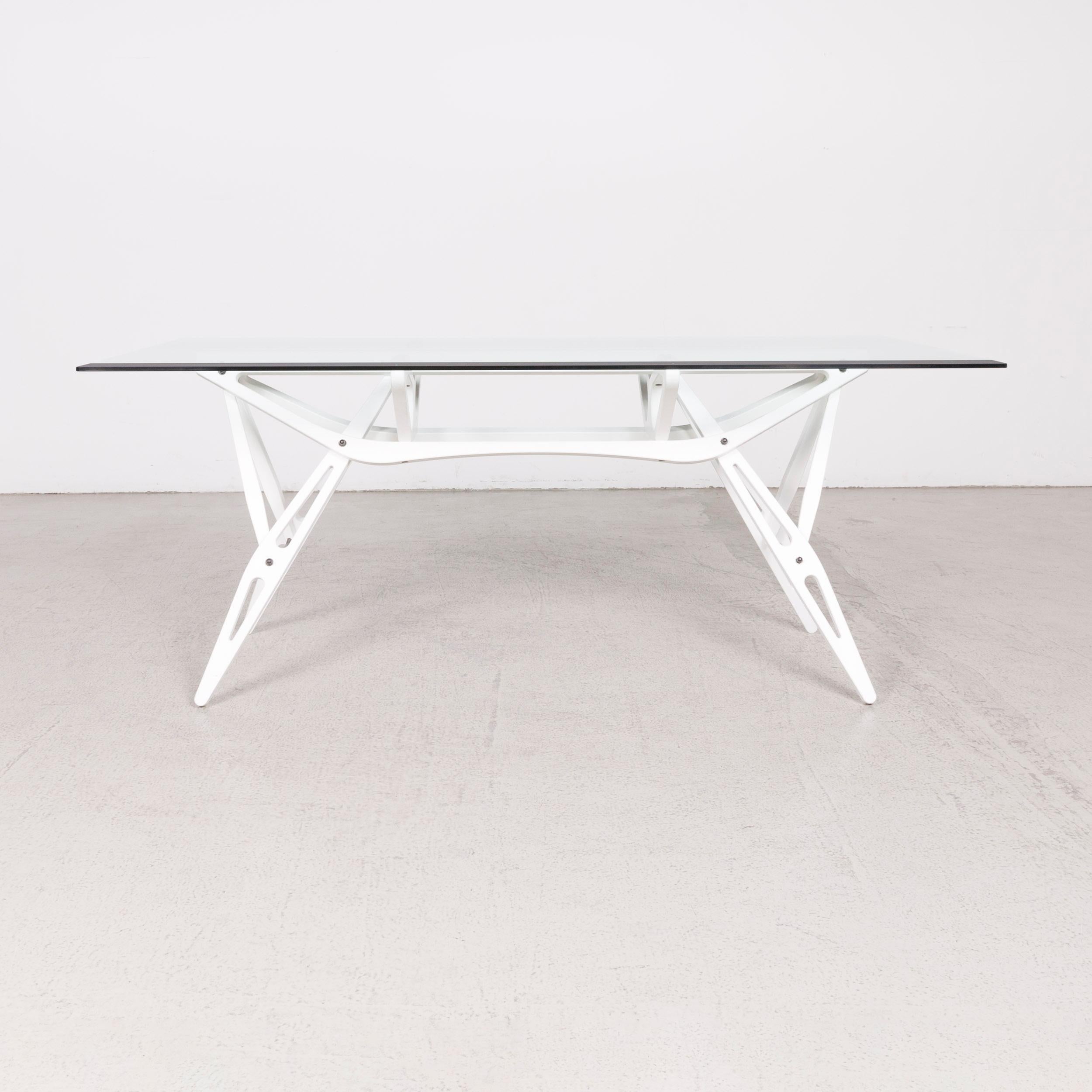 Zanotta Real Designer Glass Table White For Sale 6