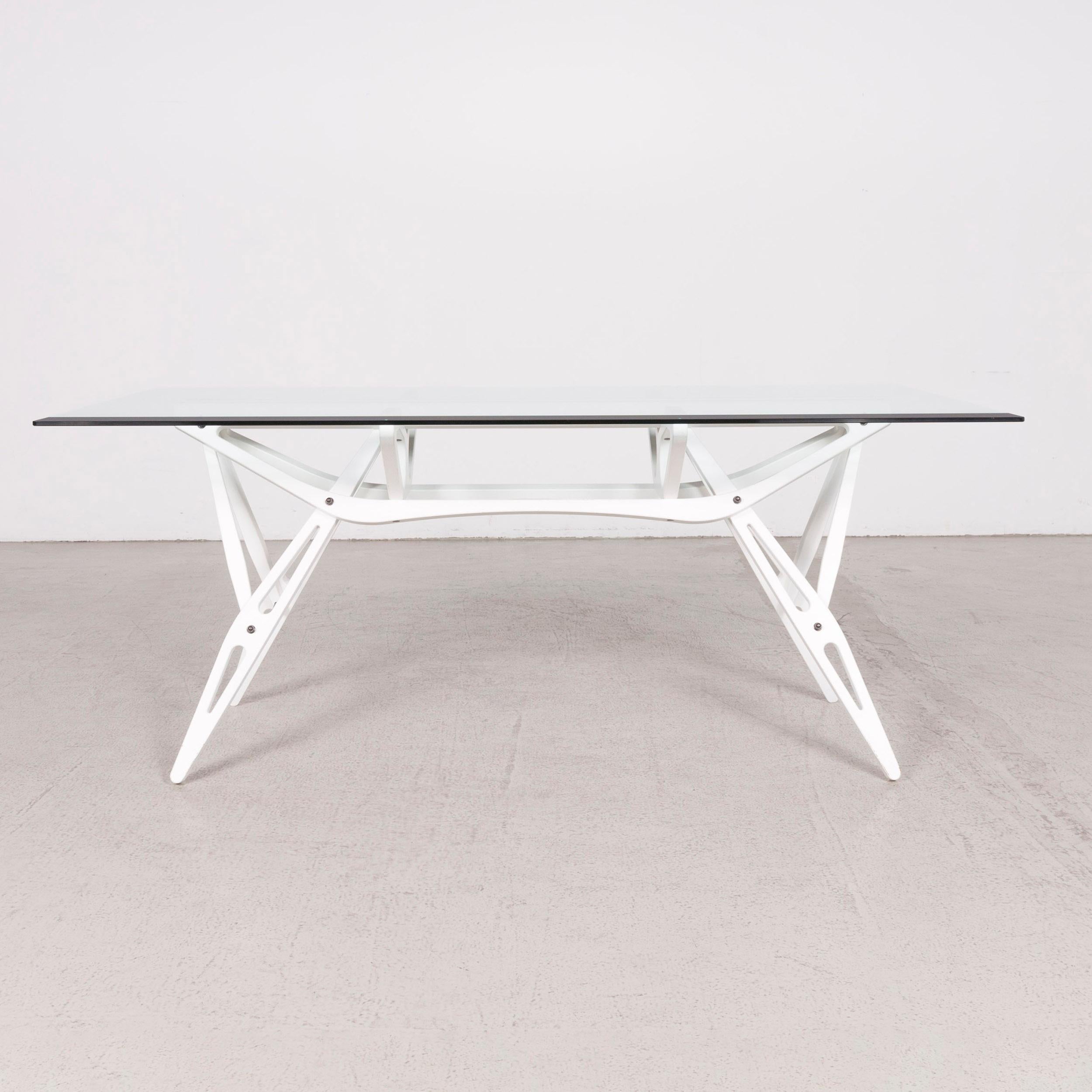 Modern Zanotta Real Designer Glass Table White For Sale