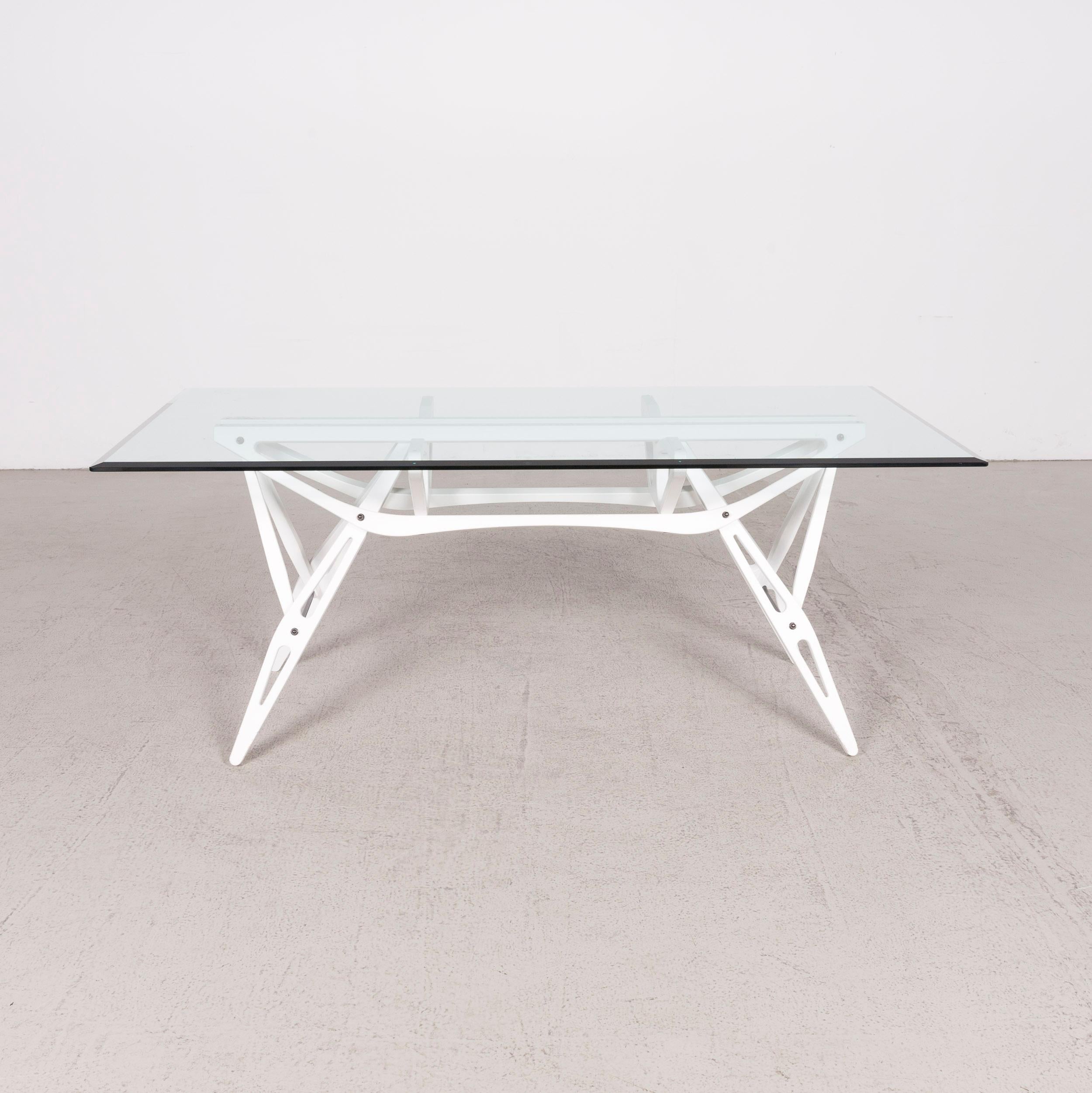 Italian Zanotta Real Designer Glass Table White For Sale