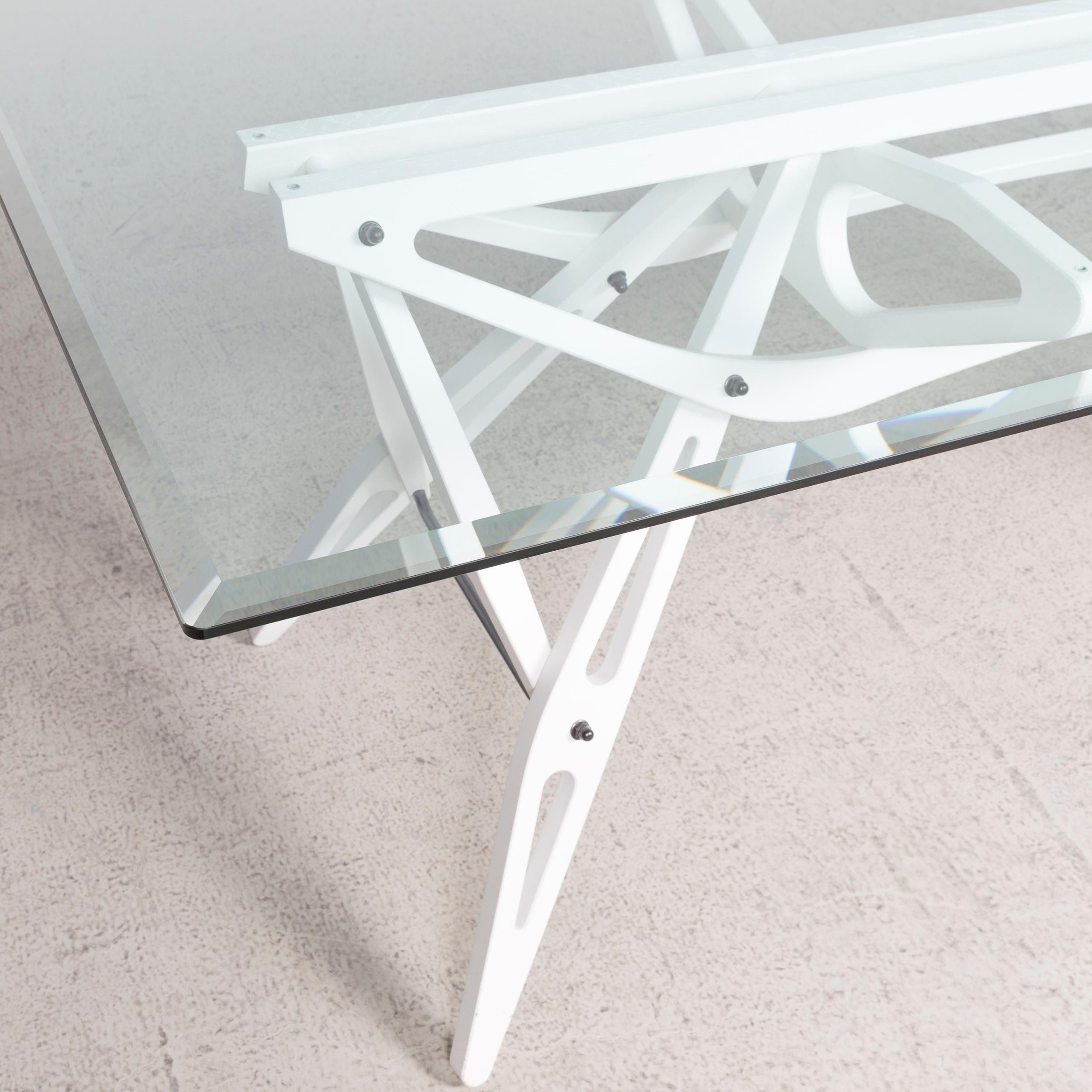 Contemporary Zanotta Real Designer Glass Table White For Sale