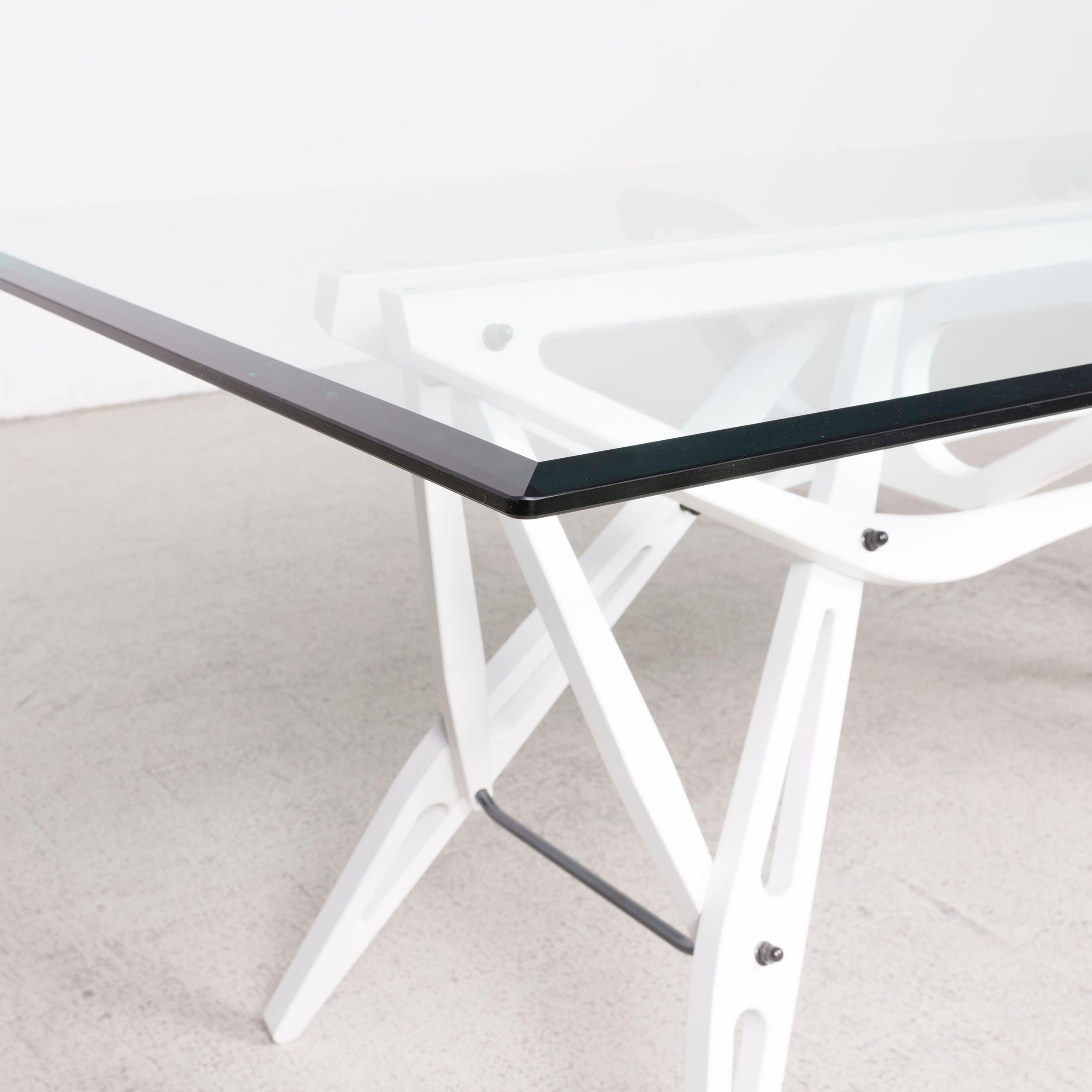 Zanotta Real Designer Glass Table White For Sale 1