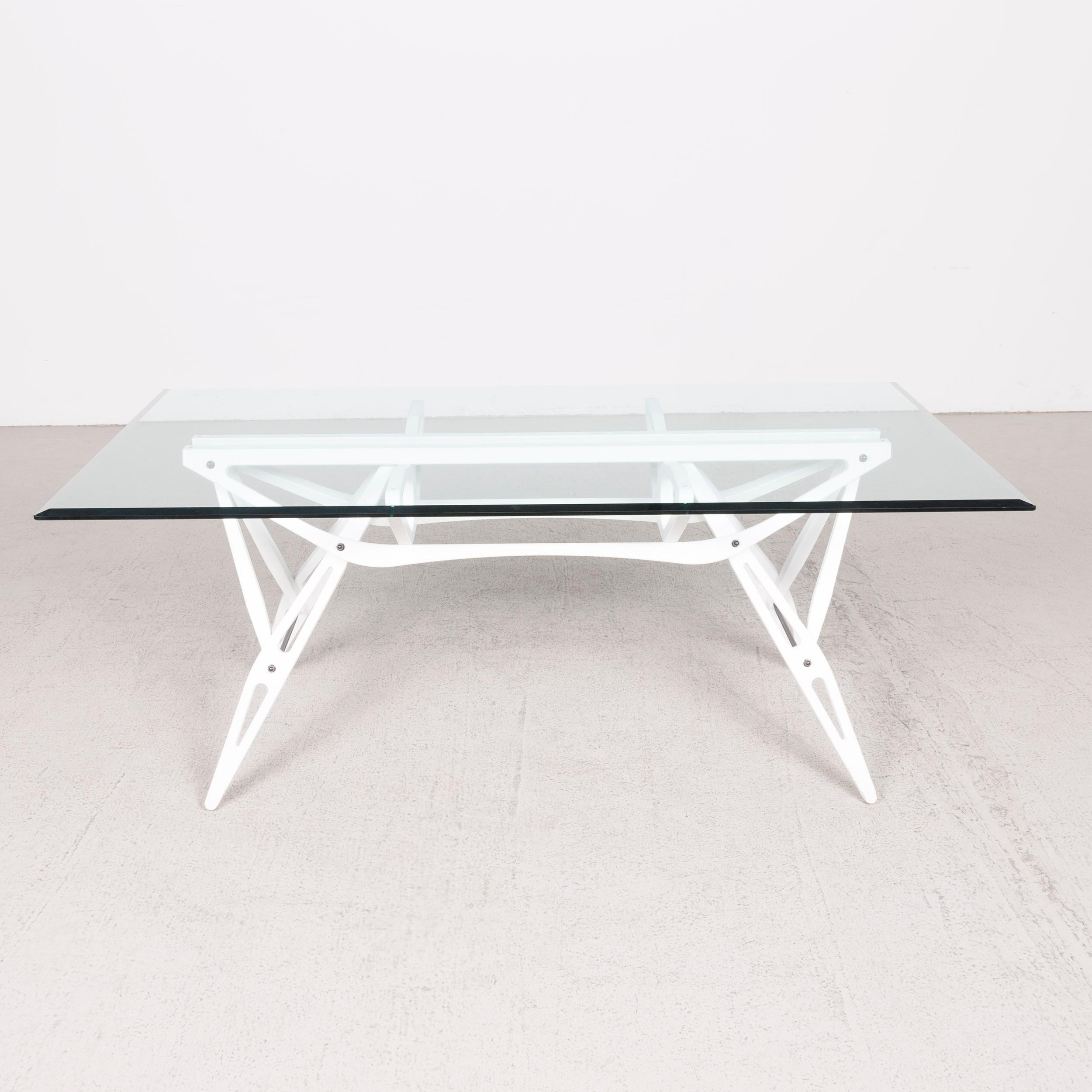 Zanotta Real Designer Glass Table White For Sale 2