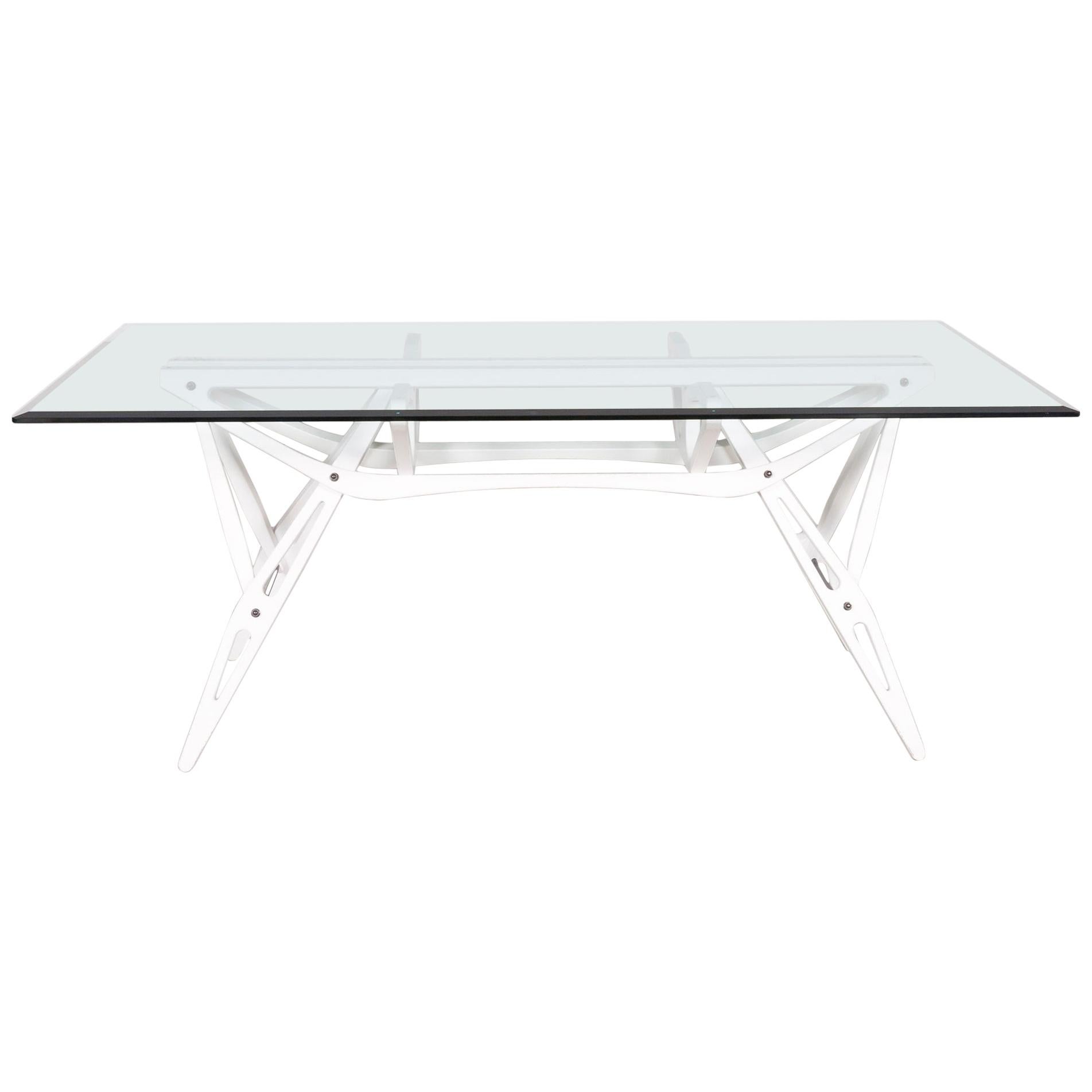 Zanotta Real Designer Glass Table White For Sale