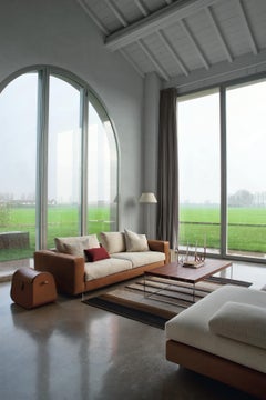 Zanotta Scott Modular Sofa in Top Gray Fabric with Nickel Plated Black Feet