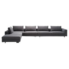 Zanotta Scott Modular Sofa in Top Gray Fabric with Nickel Plated Black Feet