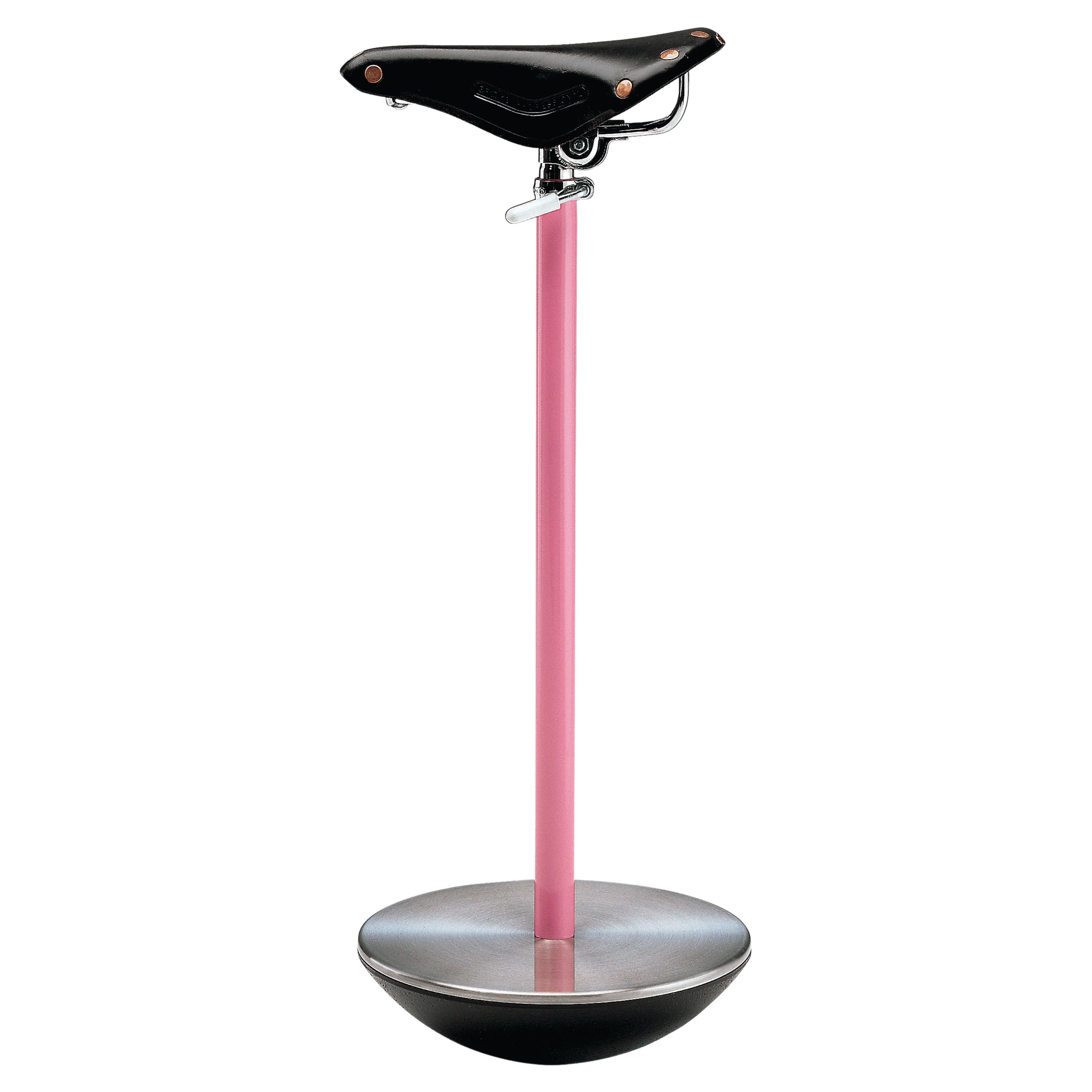 Zanotta Sella Seat in Pink Lacquered Steel Column with Cast-iron Base For Sale
