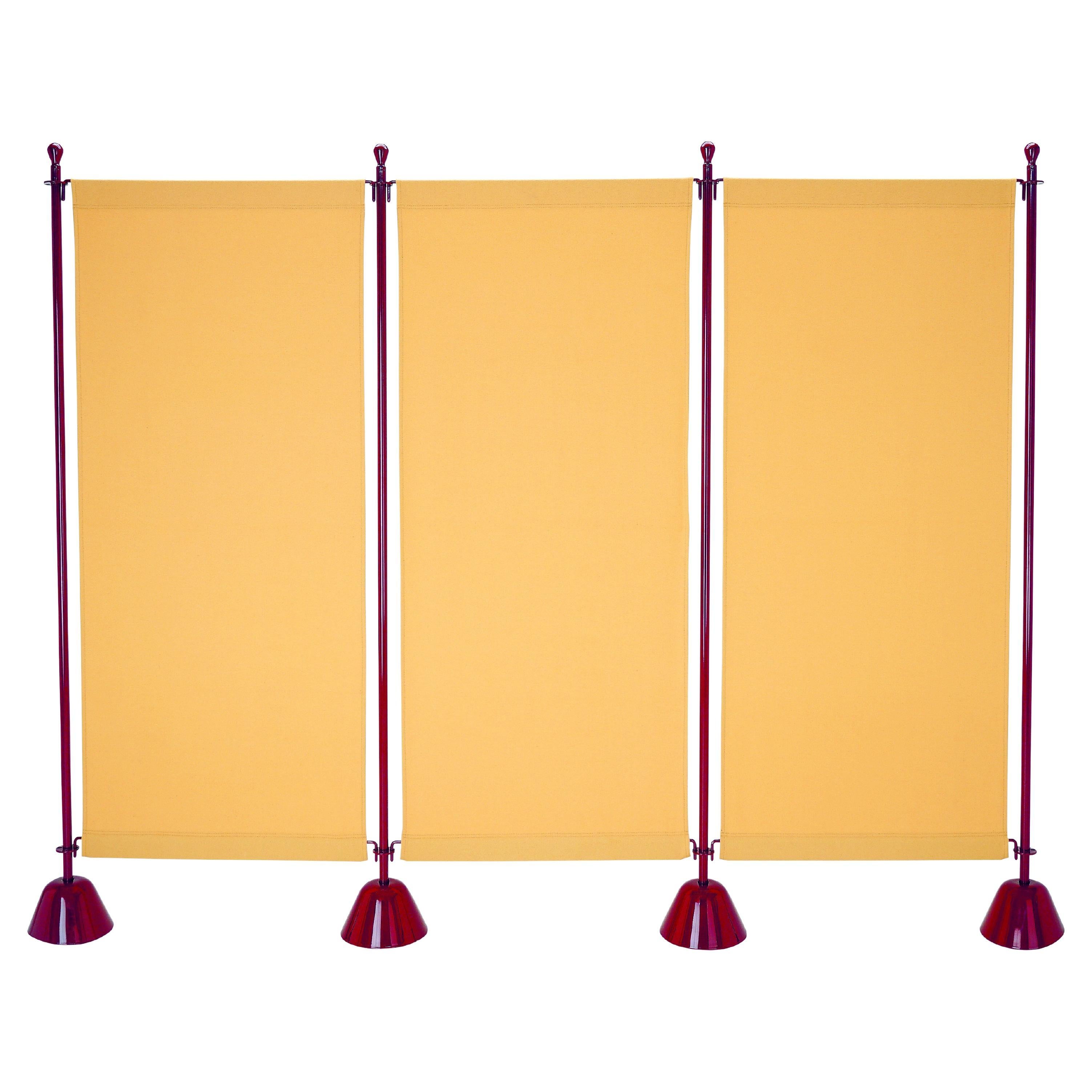 Zanotta Servento-Raumteiler aus rotem Stahlpfosten mit Leinwand von Achille Castiglioni im Angebot