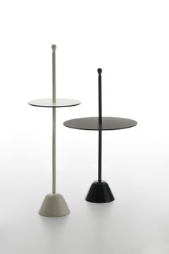 Zanotta Servomuto Low Table in White Top with Black Steel Frame