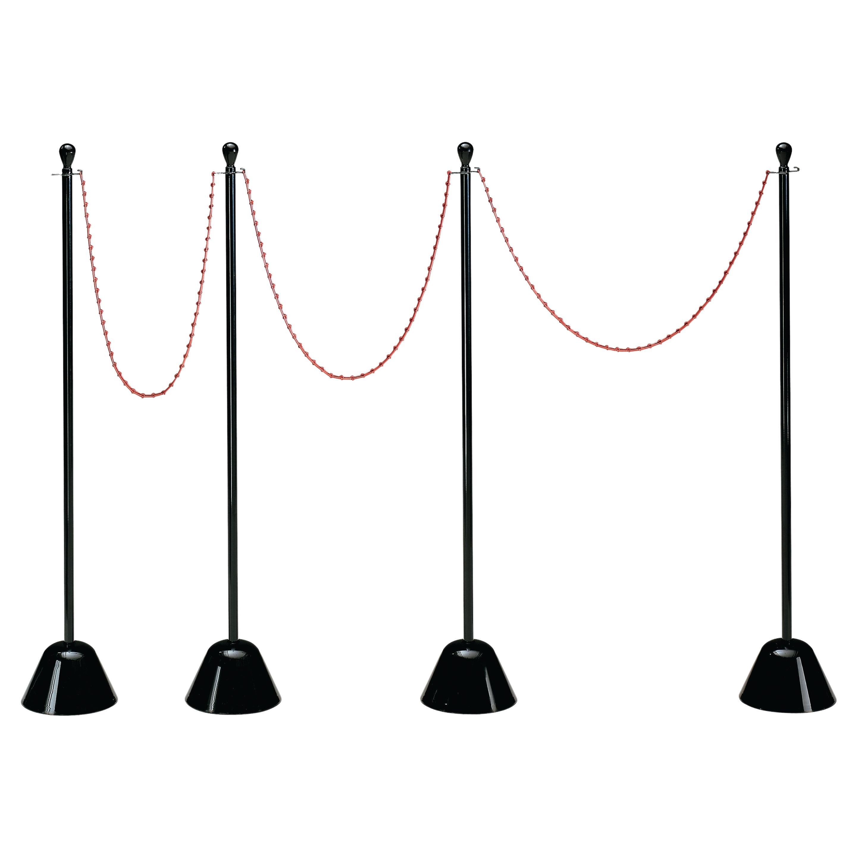 Zanotta Servostop Partion System in Red Painted Steel Chain & Black Steel Rod  For Sale