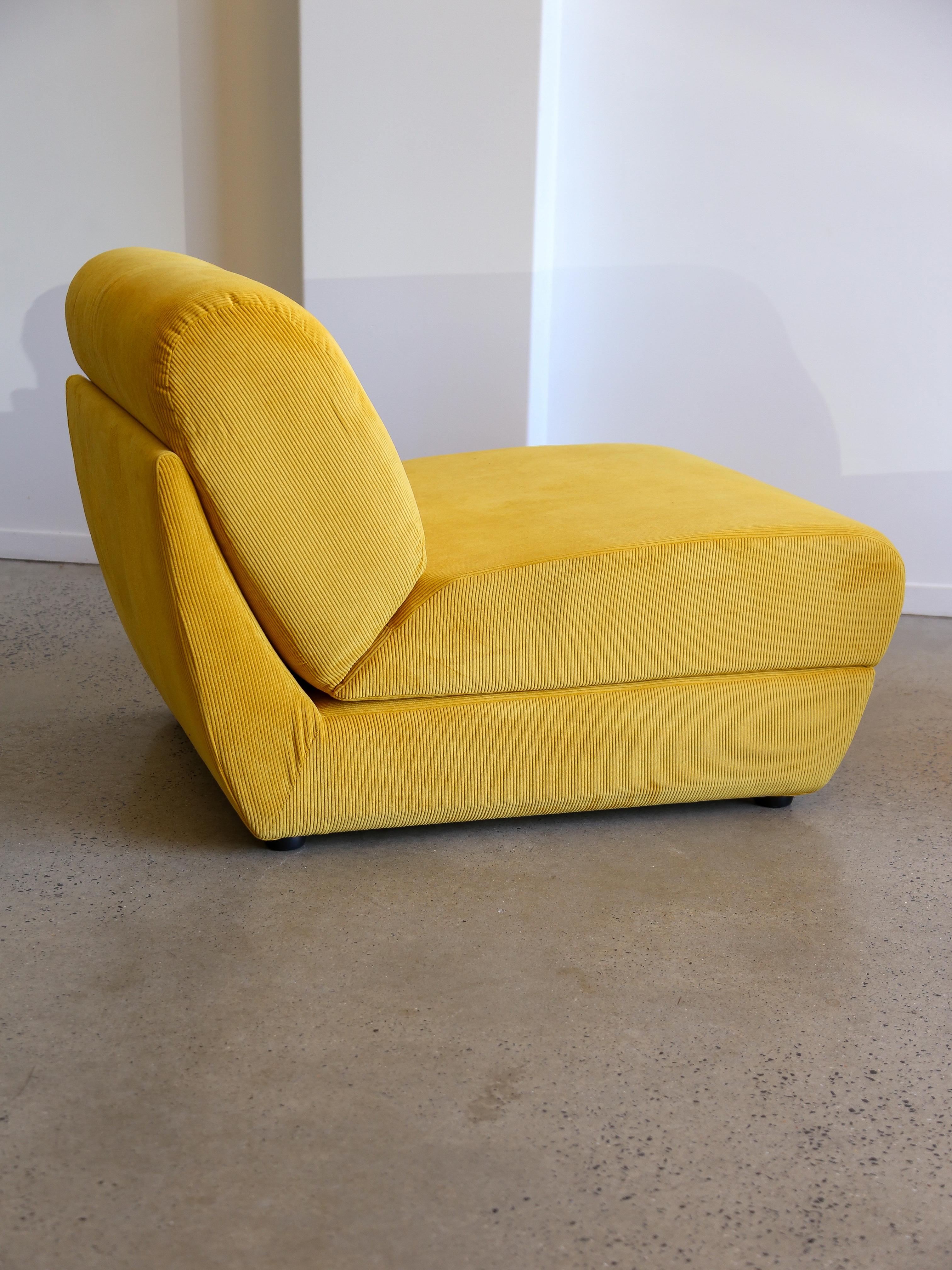 Zanotta Set of Two Yellow Velvet Lounge Chairs 4