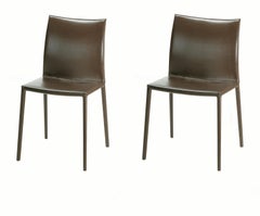 Petite chaise Zanotta en cuir avec assise et pieds en cuir de vache marron clair et cadre en aluminium