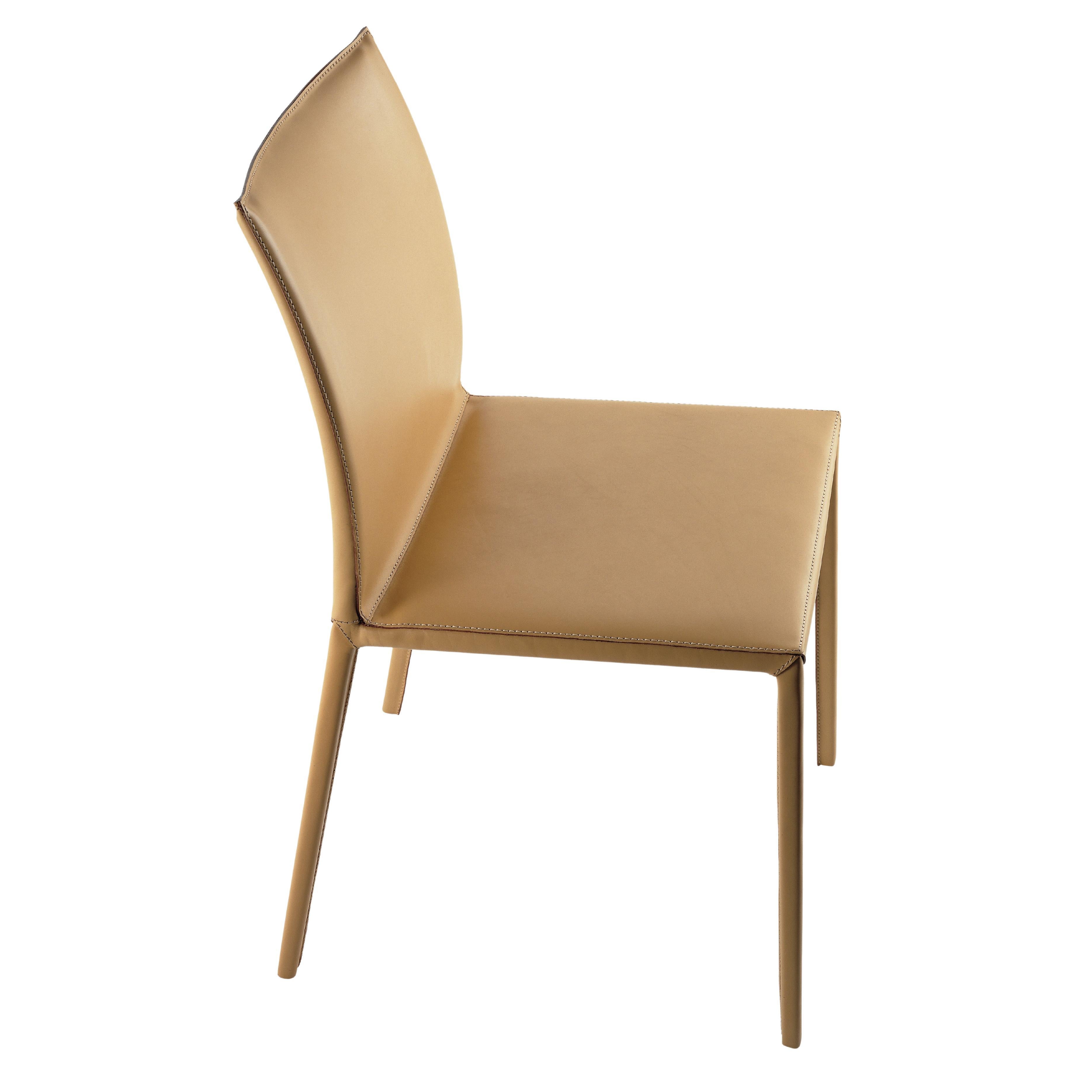 Zanotta Small Lea Chair in Light Brown Cowhide Seat & Legs with Aluminium Frame For Sale