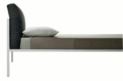 Zanotta Small Nyx Bed in White Fabric with White Painted Steel Frame