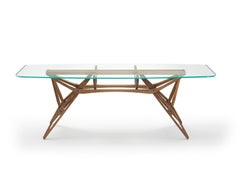 Zanotta Small Reale CM Table in Extra Clear Glass Top and Canaletto Walnut Frame