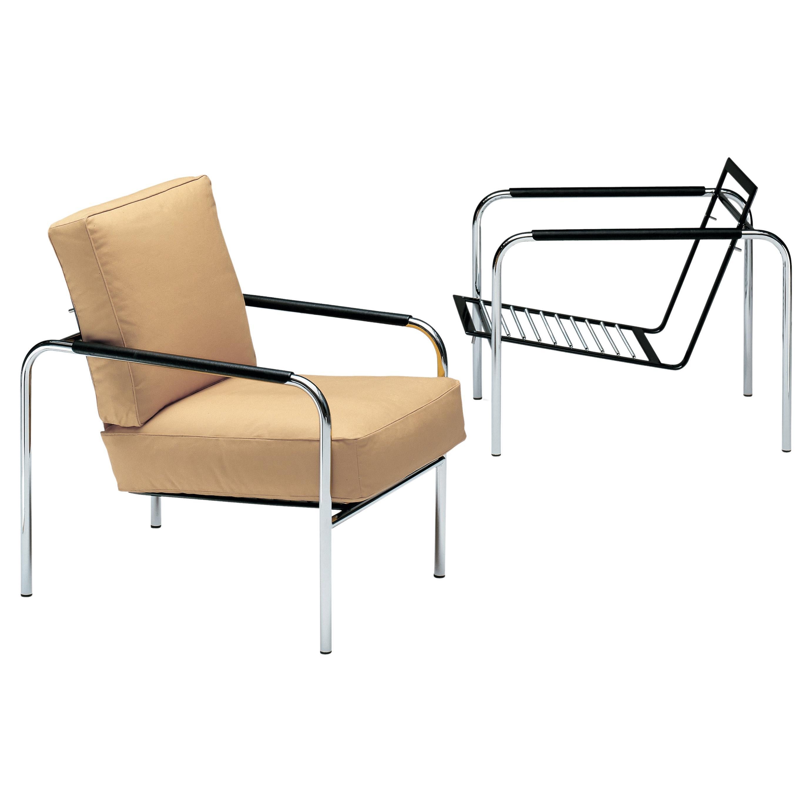 Zanotta Susanna Armchair in Leather 0309 & Chromium Plated Frame