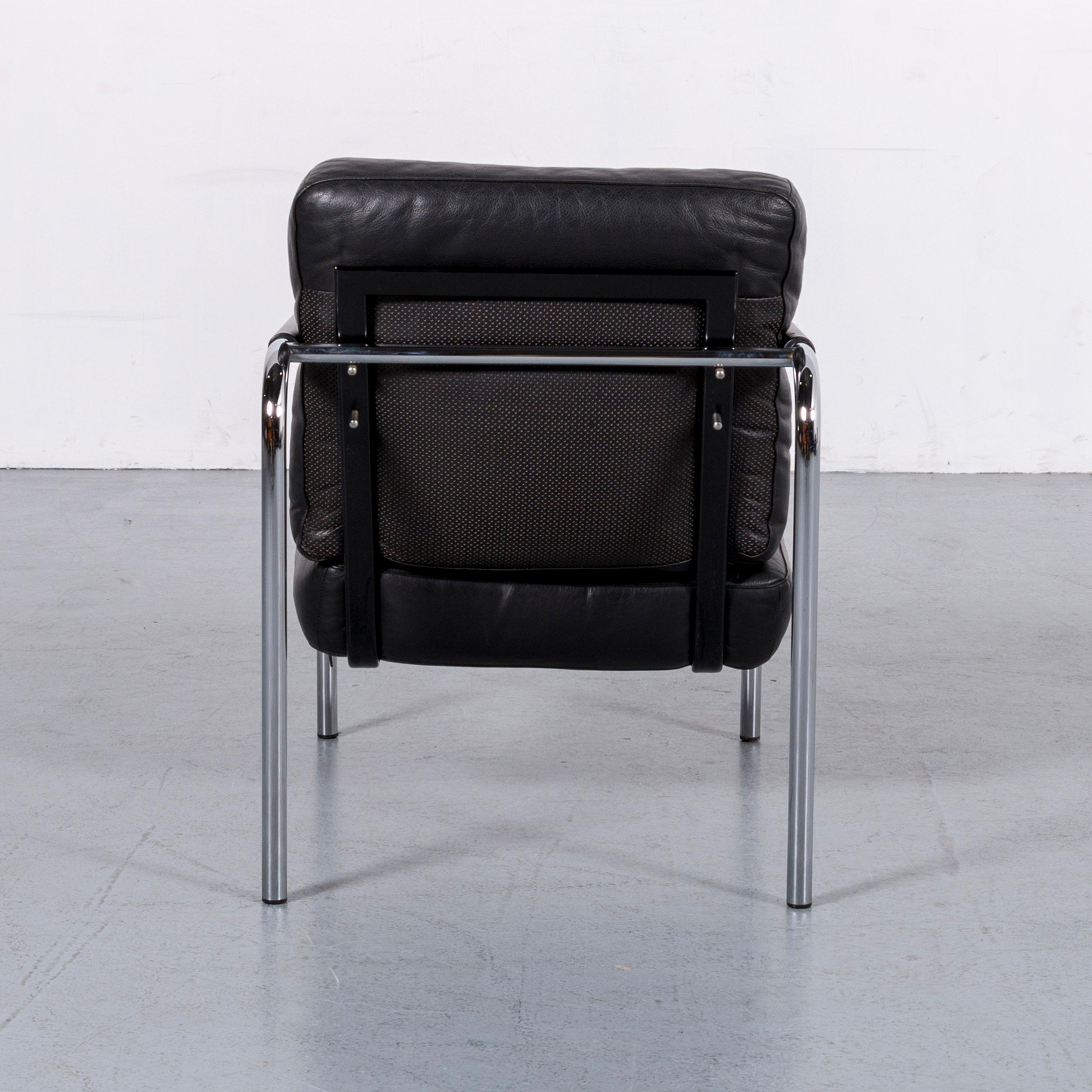 Contemporary Zanotta Susanna Leather Armchair Black One-Seat Chair