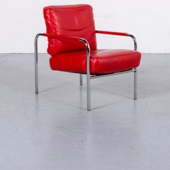 Zanotta Susanna Leather Armchair Set Black and Red One-Seat Chairs